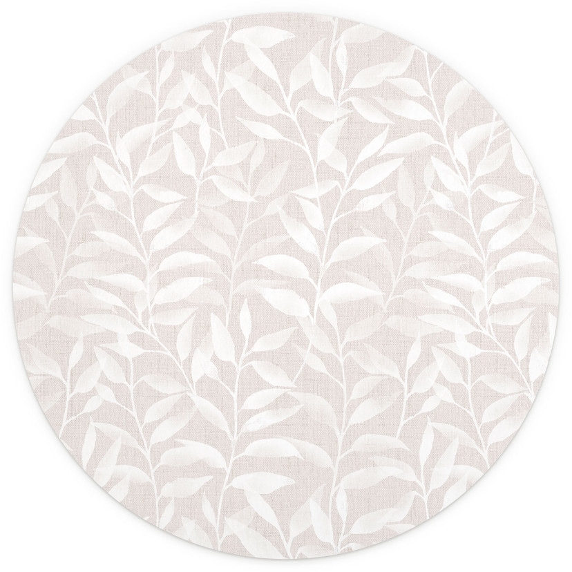 Papier peint photo Délicates feuilles d'aquarelle - Soft Beige - Bloomery Decor - rond - adhésif/non