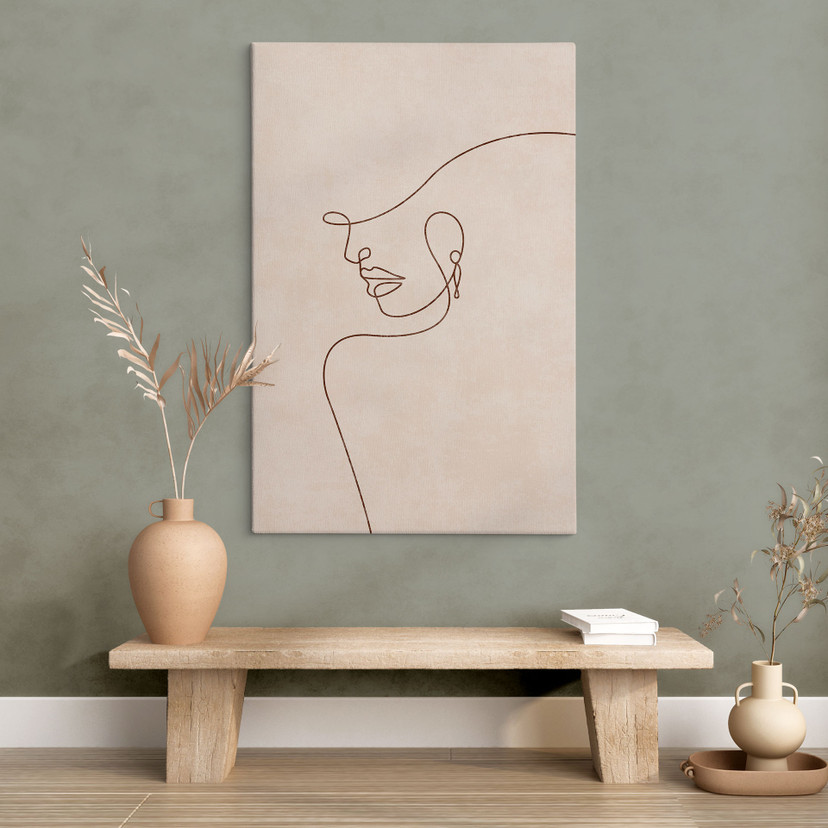 Canvasbillede Delikate konturer af en kvinde - Line Art - Tunaboylu
