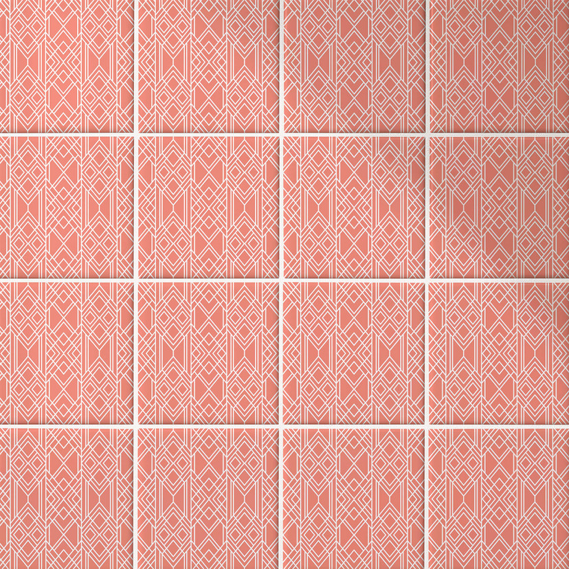 Naklejki na płytki Fredriksson - Art Deco Apricot - Zestaw 12 sztuk