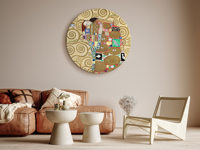 Rundes Leinwandbild Klimt - Die Erfüllung