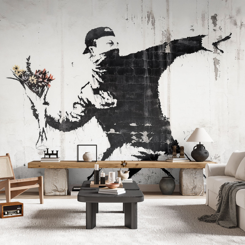 Papier peint photo Banksy - Le lanceur de fleurs