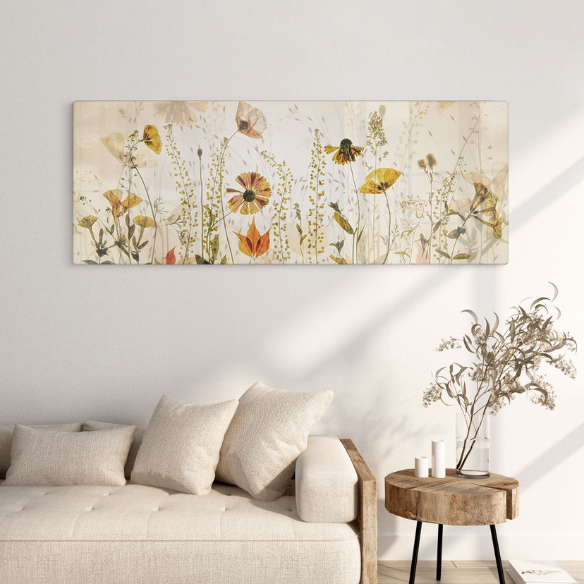 Glasbillede - Vilde engblomster i sollyset - Talen - Panorama
