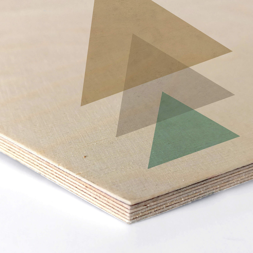 Hexagone - Placage bois de bouleau - Nouveauprints - Triangles aqua