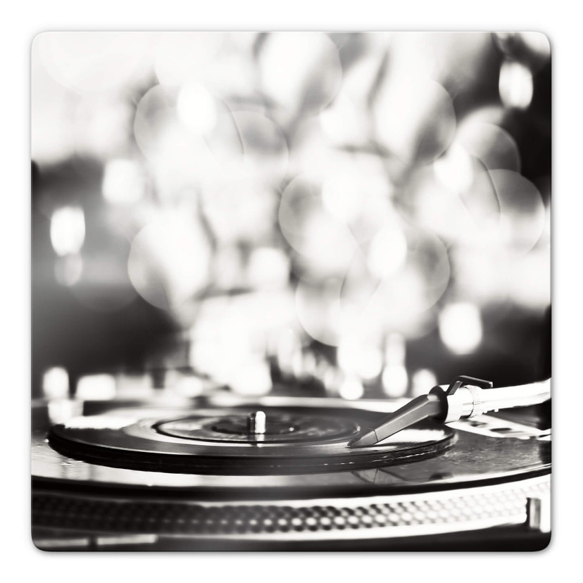 Tableau en verre - Vinyle sur le tourne-disques- Carré