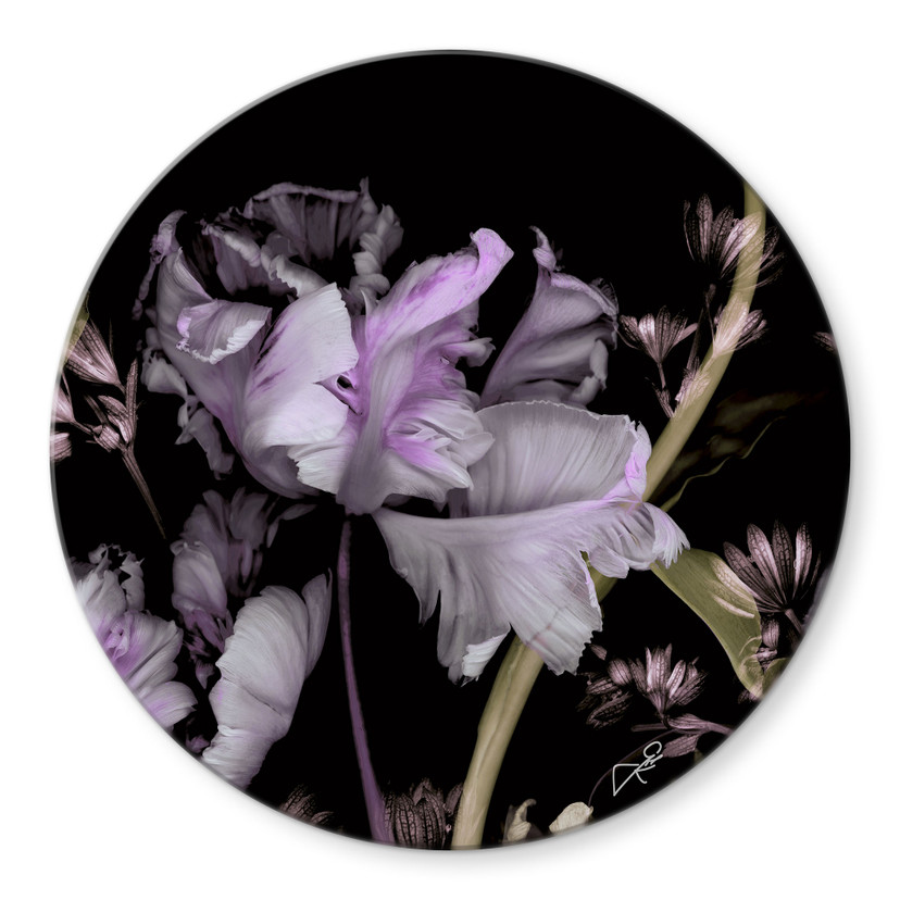 Glasbild Lila Blumen - Guido Maria Kretschmer Kollektion - Rund - Ø 70 cm