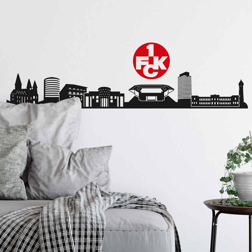 Wandtattoo 1.FC Kaiserslautern Skyline mit Logo farbig