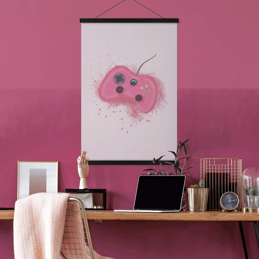 Tekstil plakat Eleonora - Pink Gaming Controller