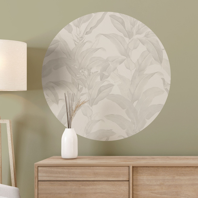 Naklejka na ścianę Urban Jungle Tropical Leaves Cream - Bloomery Decor - Round