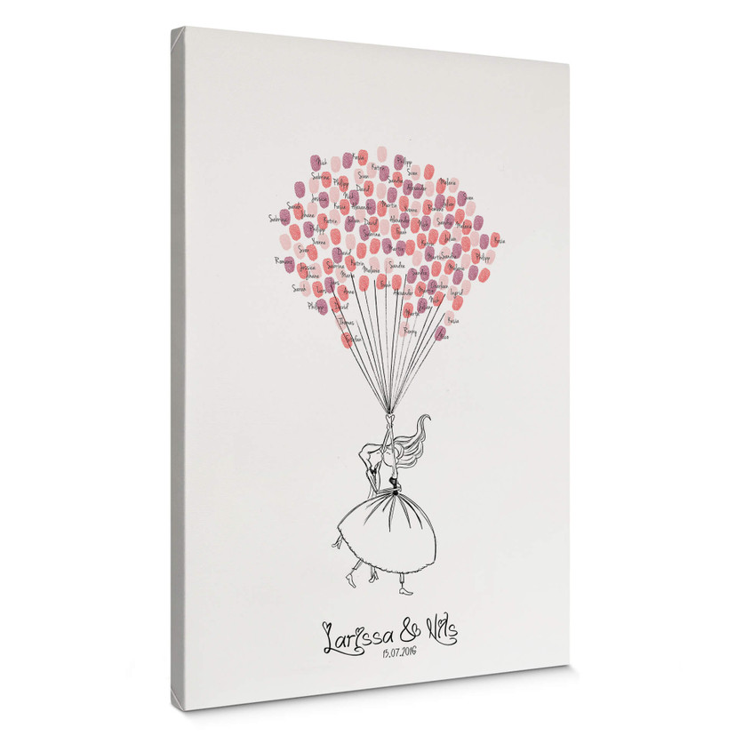 Tableau sur toile empreintes + texte personnalisé - Envol