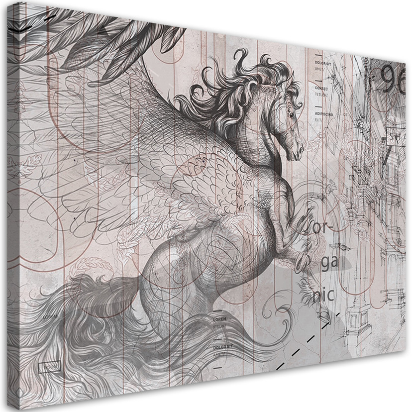 Canvasbillede, Pegasus hest abstrakt