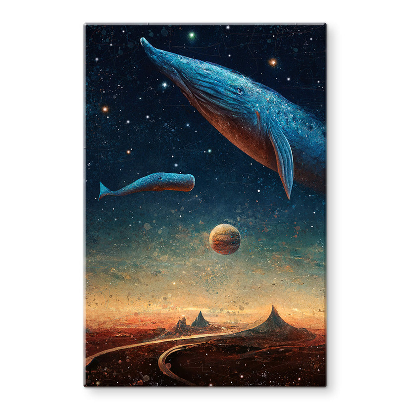 Tableau sur verre Heine - Two whales in space - Astro Cruise