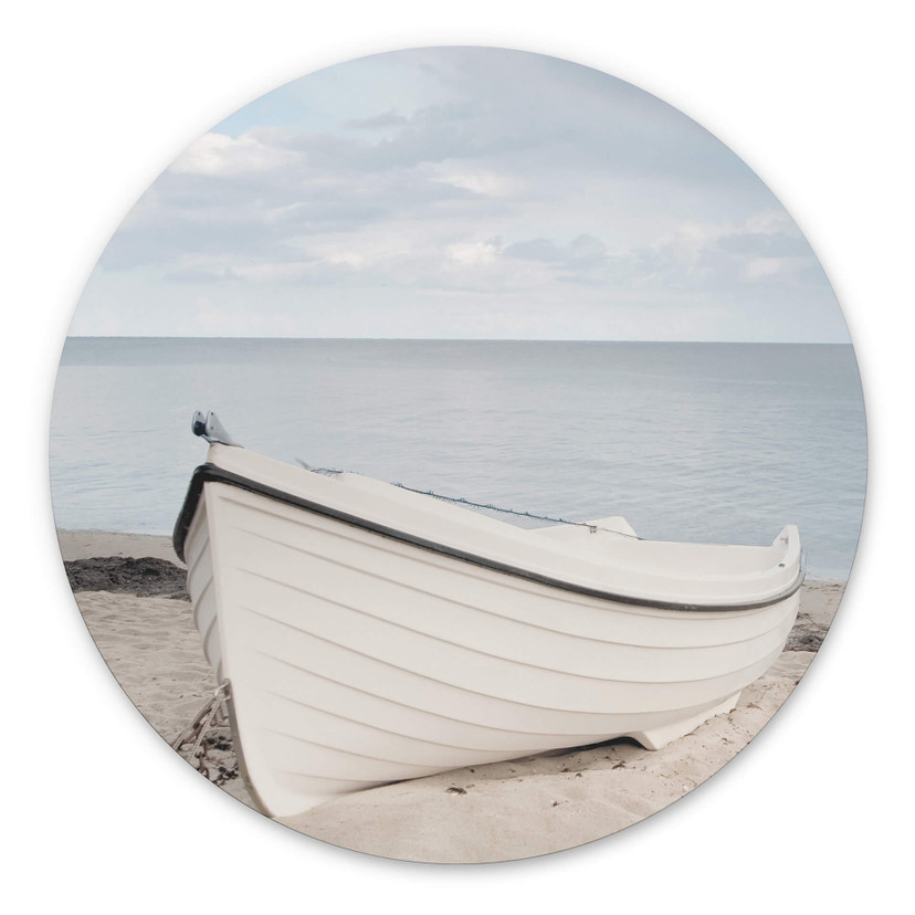 Tableau sur alu-Dibond rond Le bonheur sur la plage de la mer Baltique