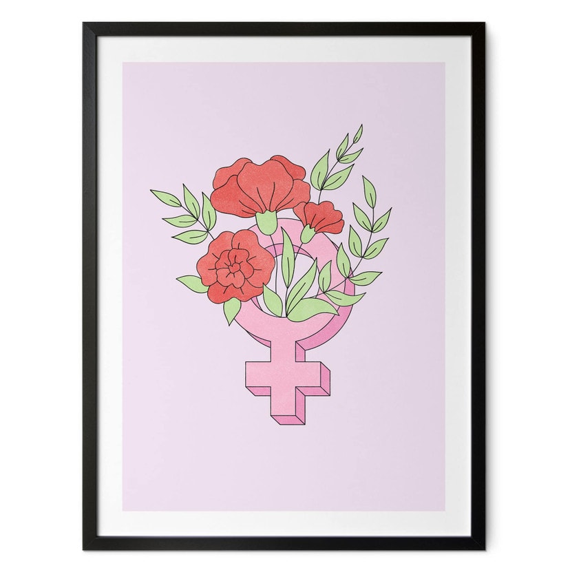 Plakat znak Wenus z kwiatami