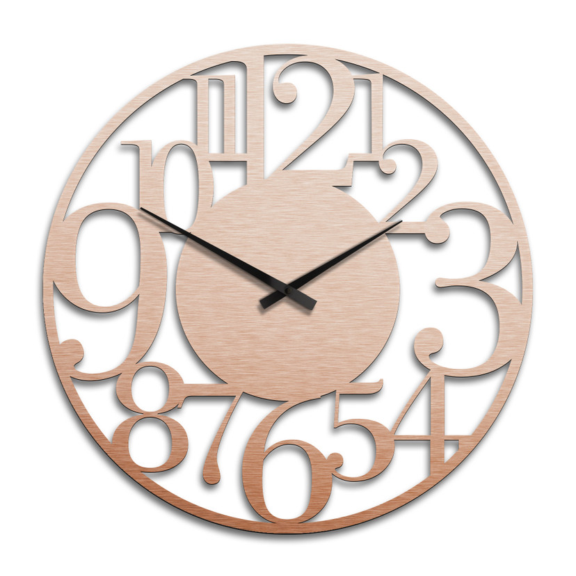 Horloge murale XXL en Alu-Dibond - Cuivrée - Moderne - Ø 70 cm
