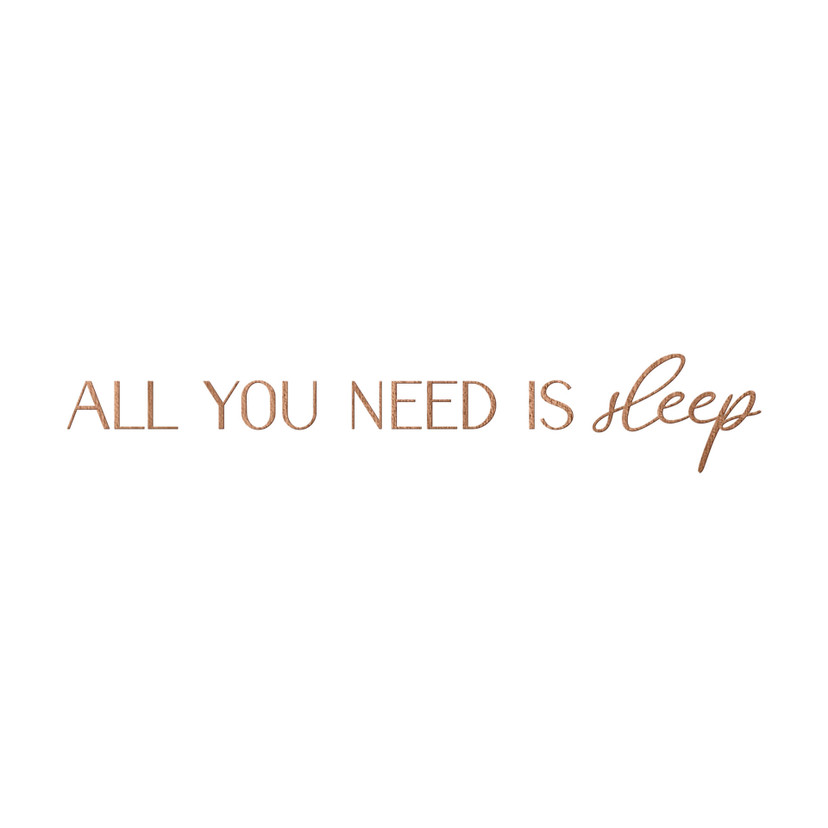 sypialnia z drewnianym napisem 3D - All you need is sleep - Mahoń