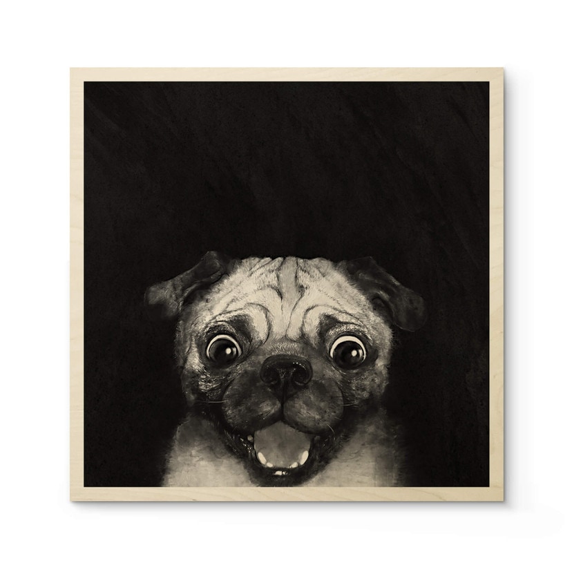 Plakat drewniany Graves - Snuggle Pug - Square