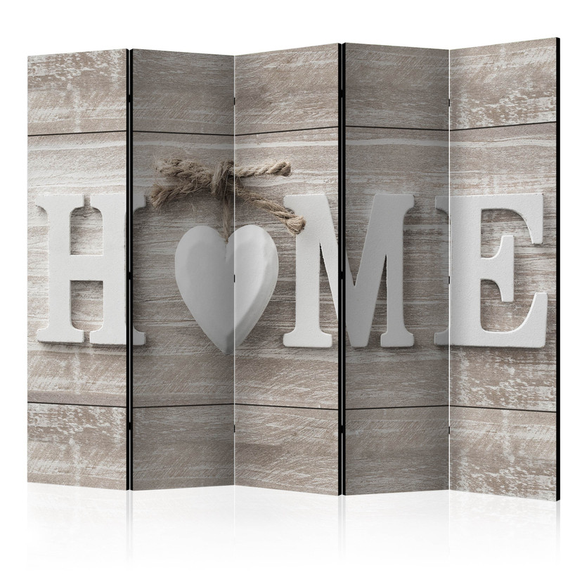 Screen room divider - Love lives at home, 5-delt - 225x172 cm
