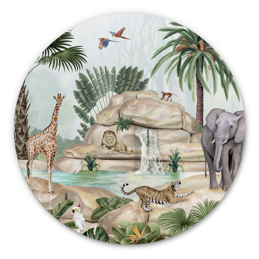 Tableau sur alu-Dibond rond Kikki Belle - Jungle Paradise