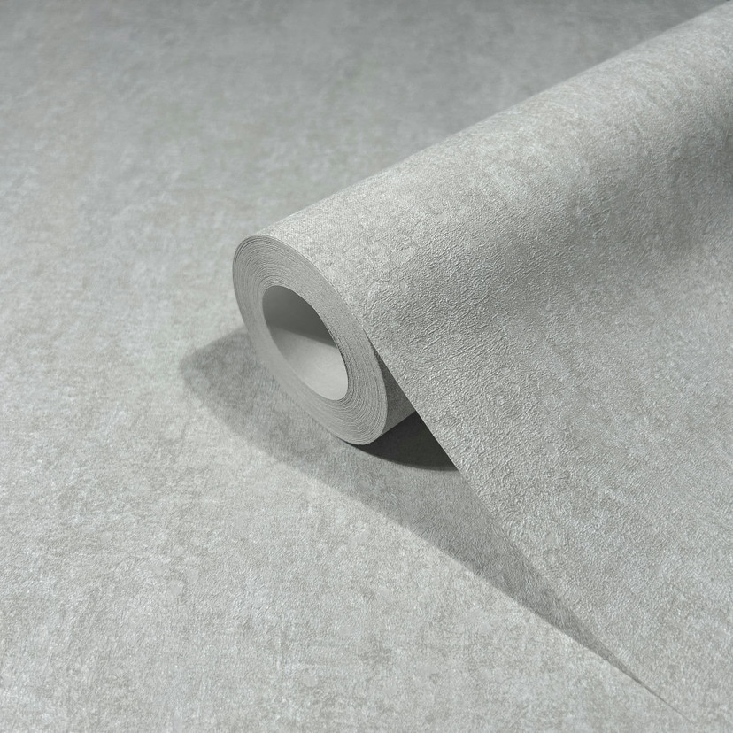 Papier peint intissé à structure légère mate gris aspect béton