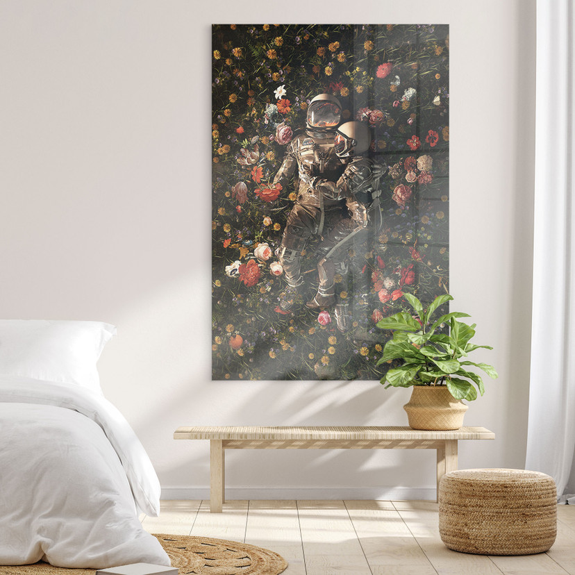 Akrylbillede Astronauter på en blomstereng - Nicebleed