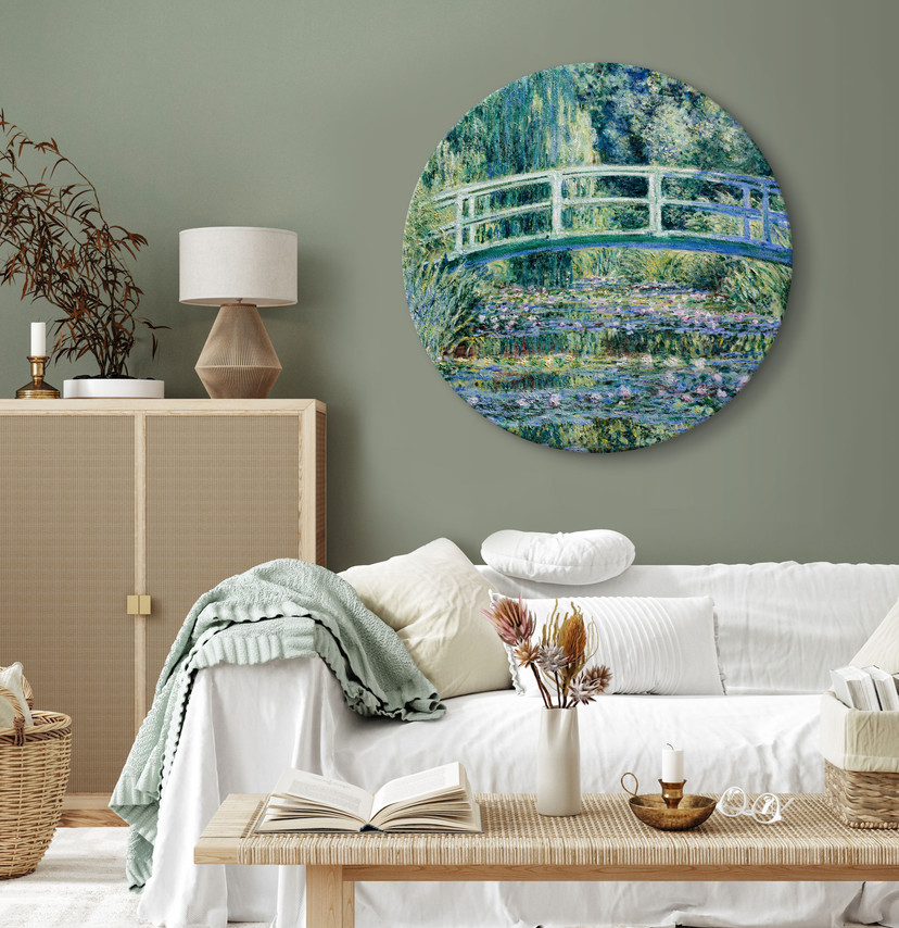 Rundes Leinwandbild Monet - Japanische Brücke bei Giverny