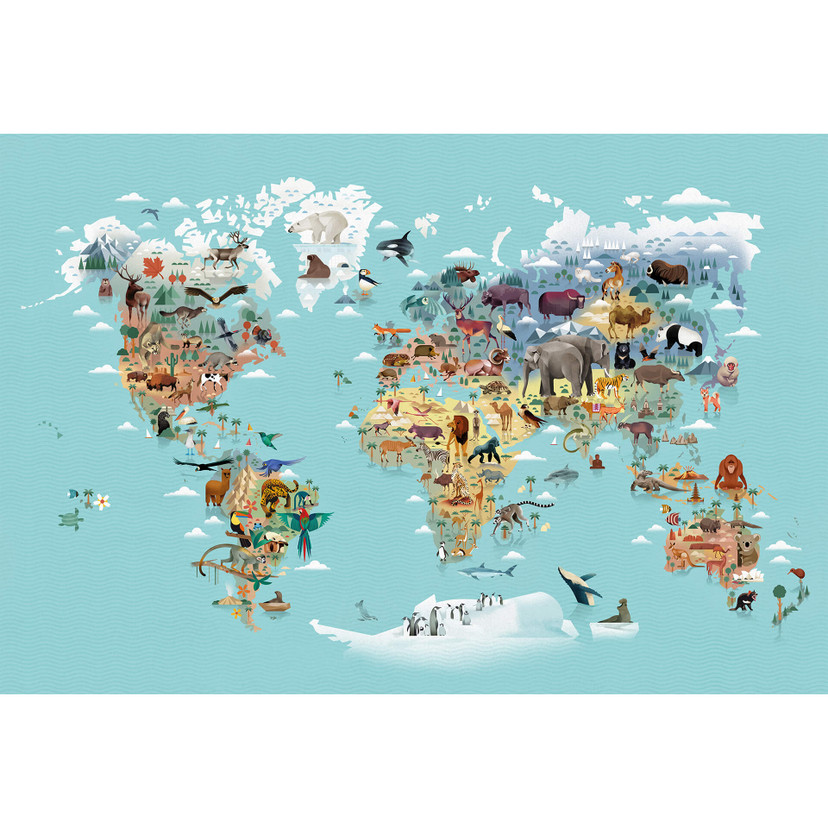 Papier peint photo Braun - World Map