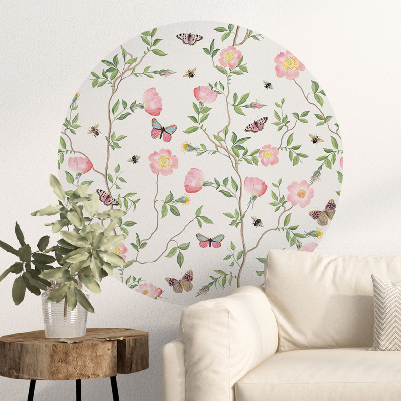 Vinilo decorativo Eléboros rosas en primavera - UN Designs - Redondo