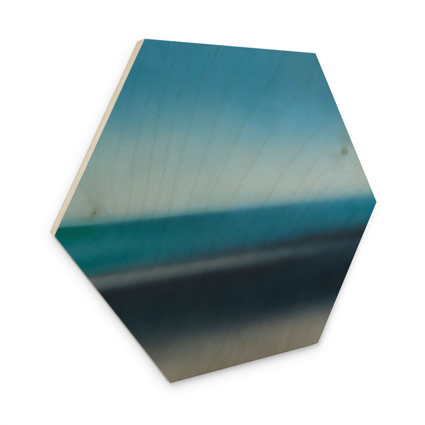 Hexagon Houten Schilderij Rotko Veil - Blauwe Horizon - Sir Edward x Grigory Gladarev