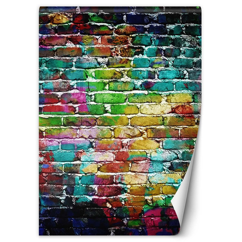 Fototapete, Regenbogen bunte Ziegel