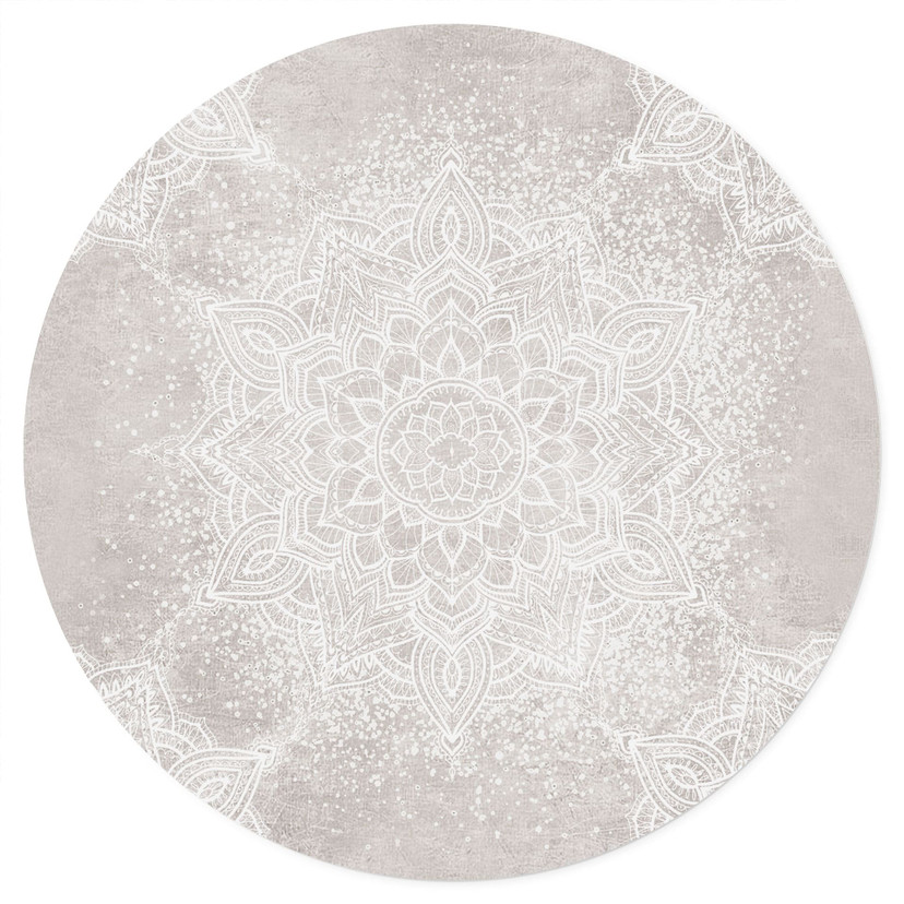 Naklejka na ścianę Delikatna mandala na szaro-beżowym tle - Bloomery Decor - Okrągła