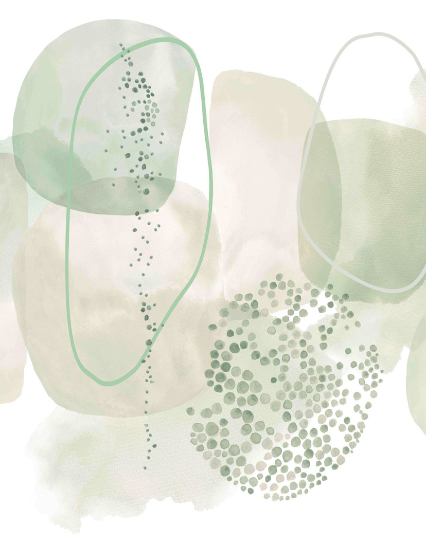 Papier peint motif Abstraction grise avec aplats d'aquarelle et motifs de points 2,7 x 2,12 m
