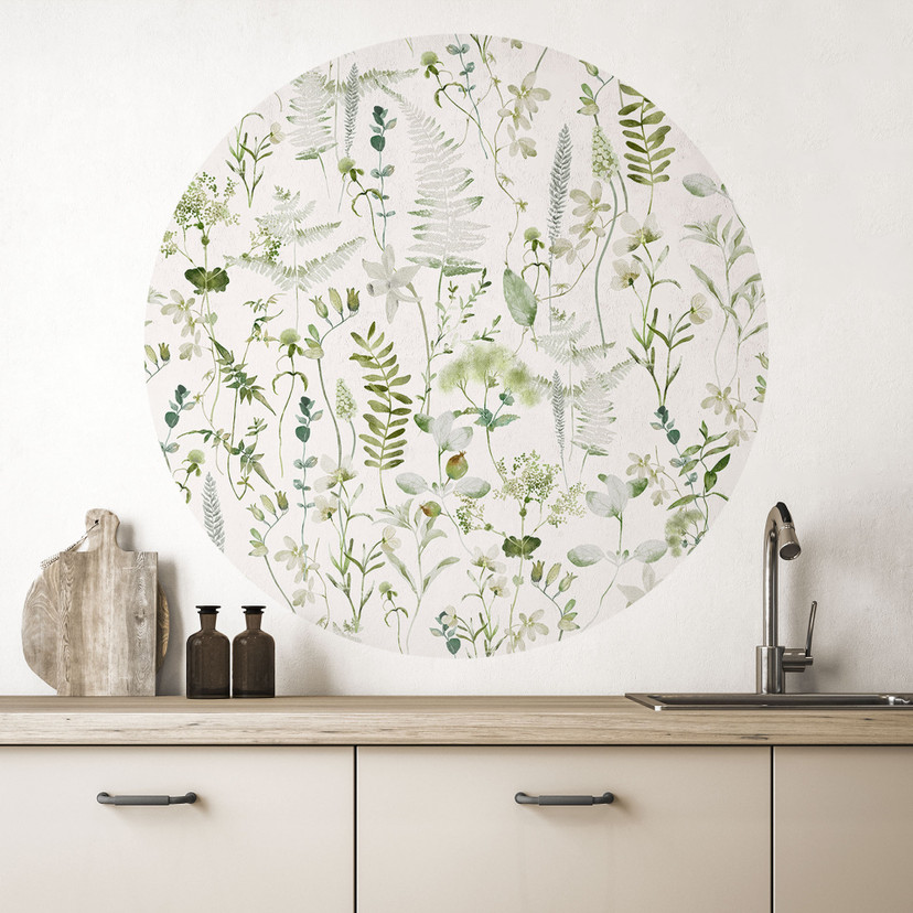 Naklejka na ścianę zioła i polne kwiaty - UN Designs - Okrągła