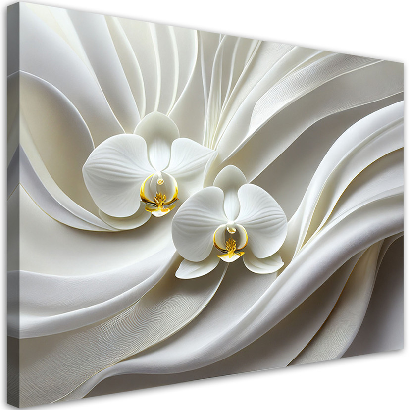 Leinwandbild Weiße Orchidee abstrakt 3D