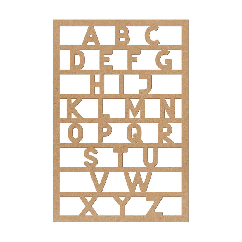 Dekoracja drewniana Alfabet ABC - MDF natura