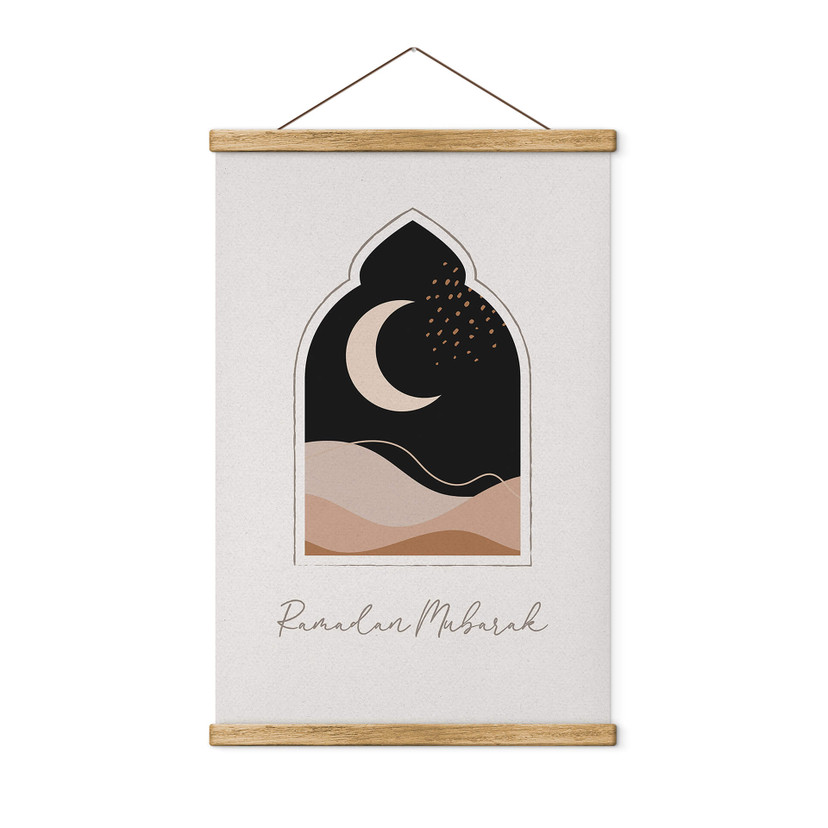 Obraz tkaniny Ramadan Mubarak półksiężyc