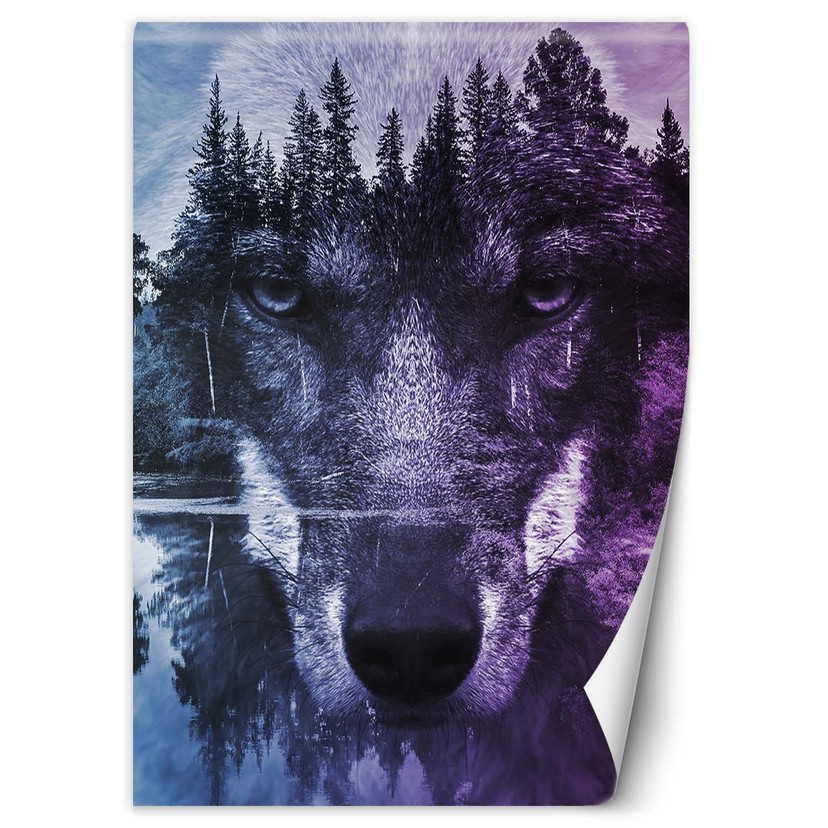 Fototapete, Wolf Wald im Nebel