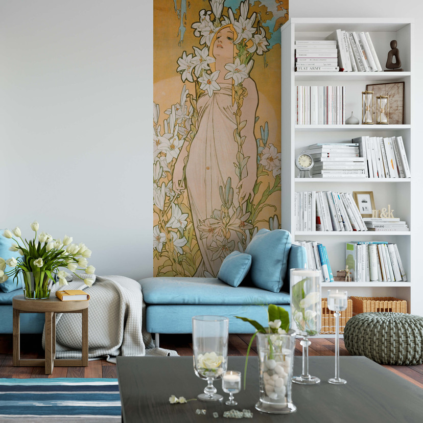 Papier peint photo Mucha - Les lilas - 96x260 cm