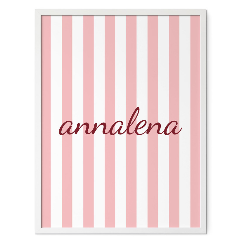 Poster personnalisable rayures roses