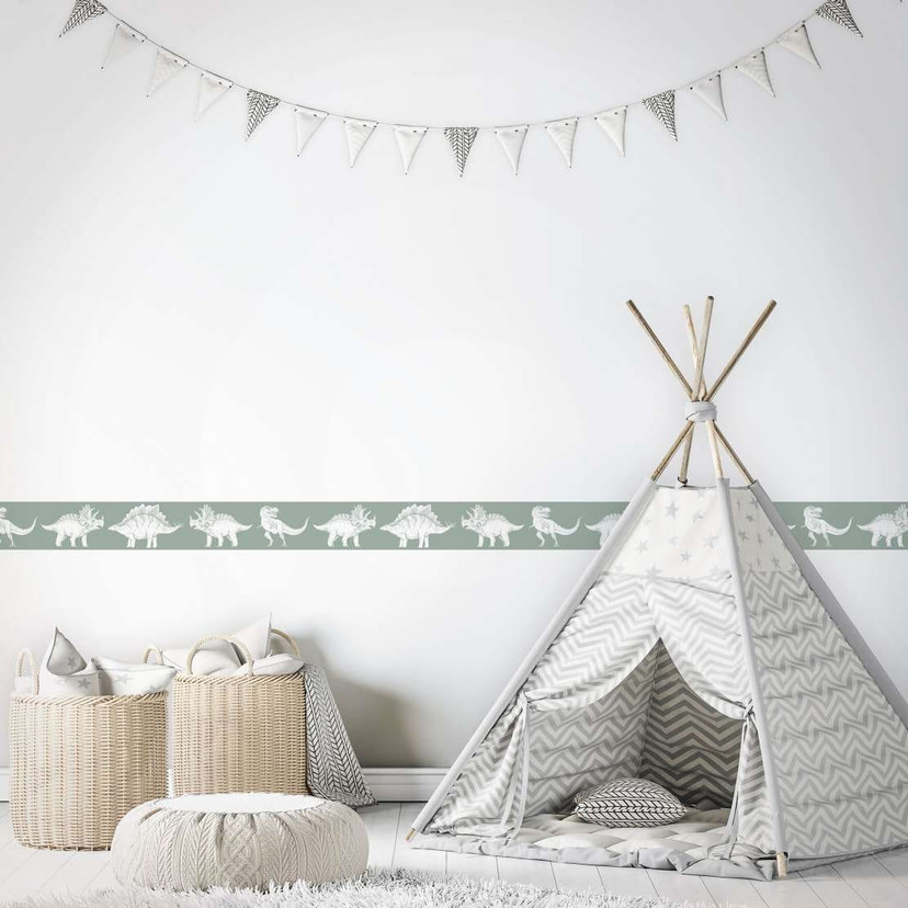 Børnetapet, non-woven tapet Kids Walls grøn, hvid