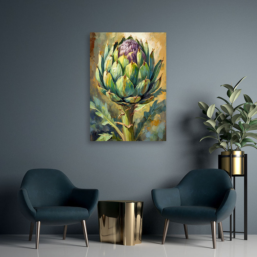 Leinwandbild Artischocke Acryl handbemalt