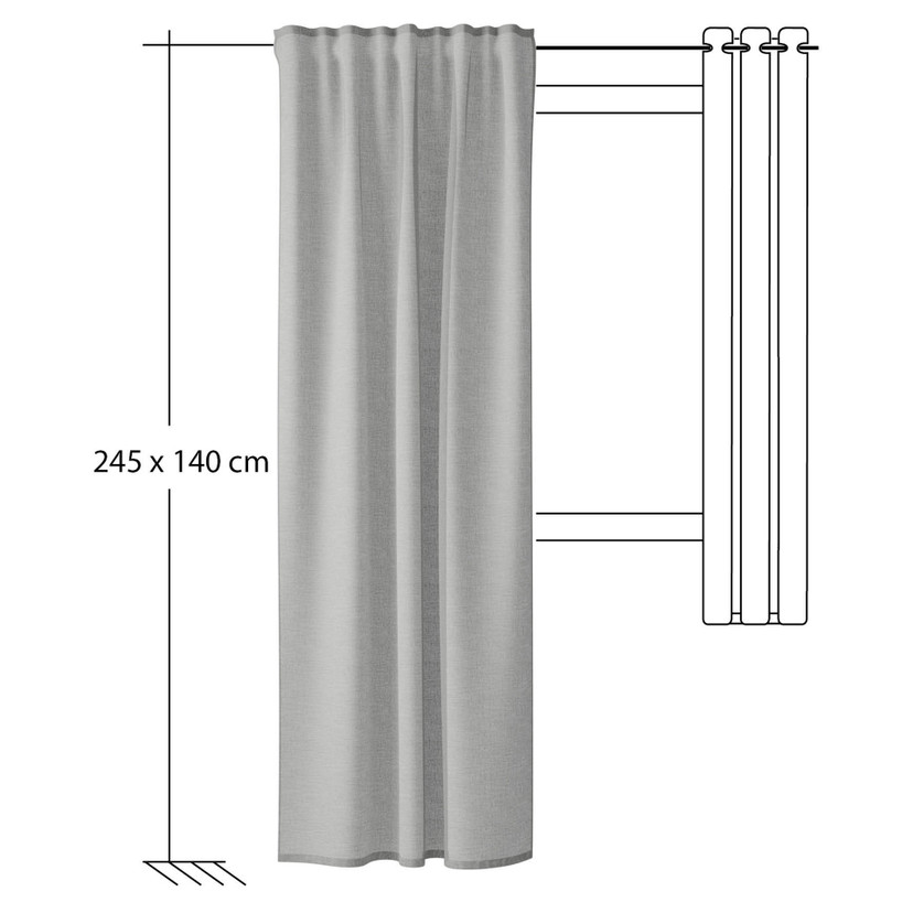 Homing Fertigschal mit verdeckten Schlaufen Oskar grau -  2,45 x 1,4 m