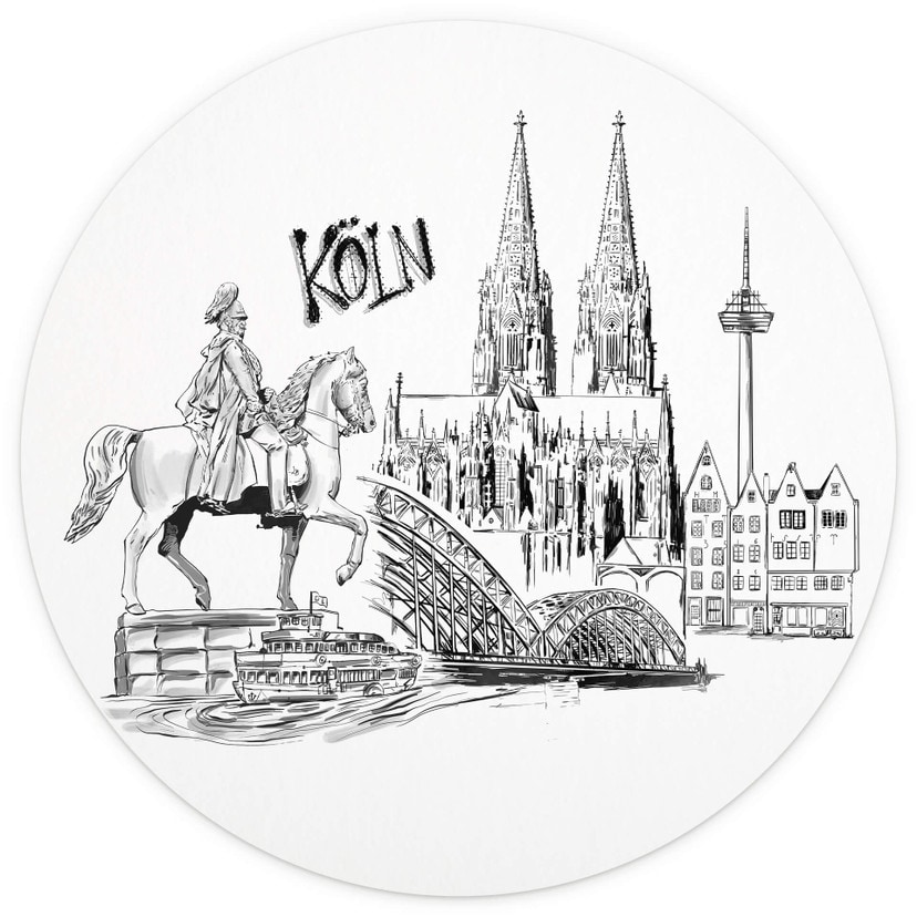 Fototapeta Kolonia - Czarno-biały - Okrągły - Pokochaj swoje miasto - tapeta flizelinowa/tapeta fliz