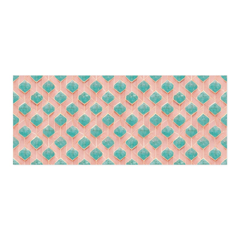 Revêtement pour cuisine autocollant motif losange turquoise et rose - Treechild