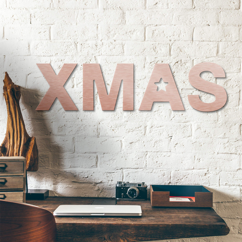 Aluminiowe litery Dibond - efekt miedzi - XMAS