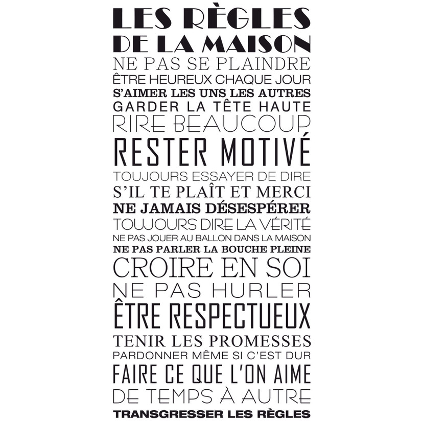 Sticker mural - Règles de la maison