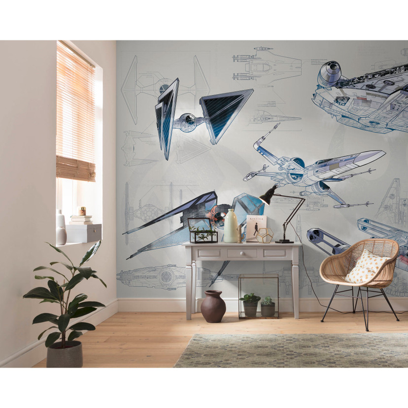 Vlies Fototapete - Star Wars Blueprint Light - 400 x 280 cm