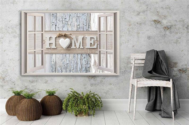 Canvasbillede, vindue Hjem Shabby Chic