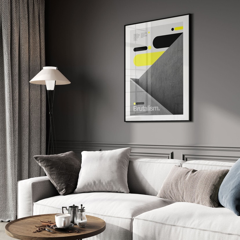 Poster Brutalisme Design Geel Grijs - Sub88 Studio