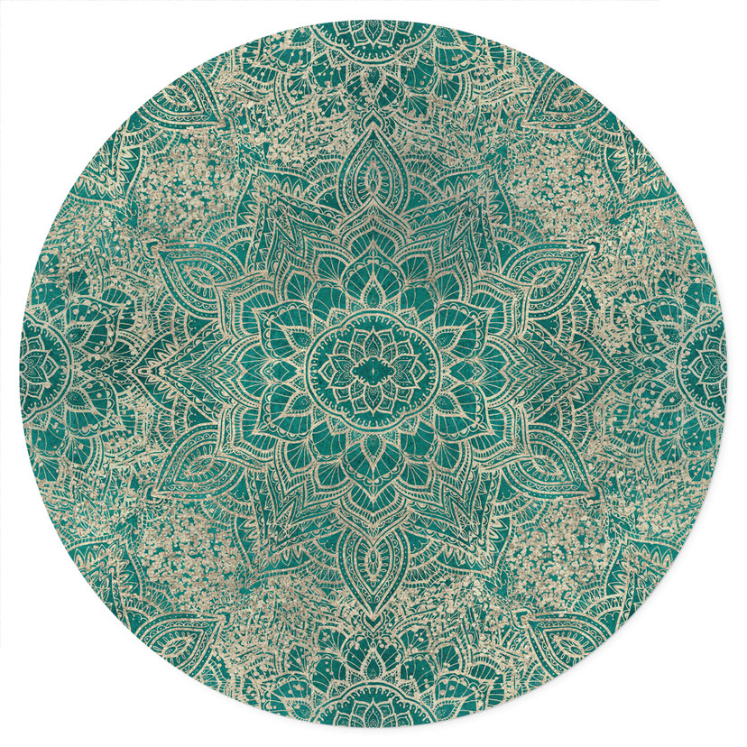 Wandtattoo Mandala Boho Gold-grün - Bloomery Decor - Rund