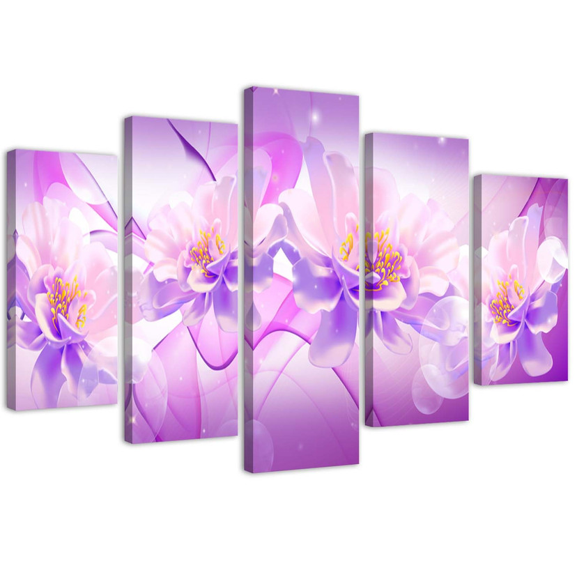 5 stykke lærred print Violet blomster natur